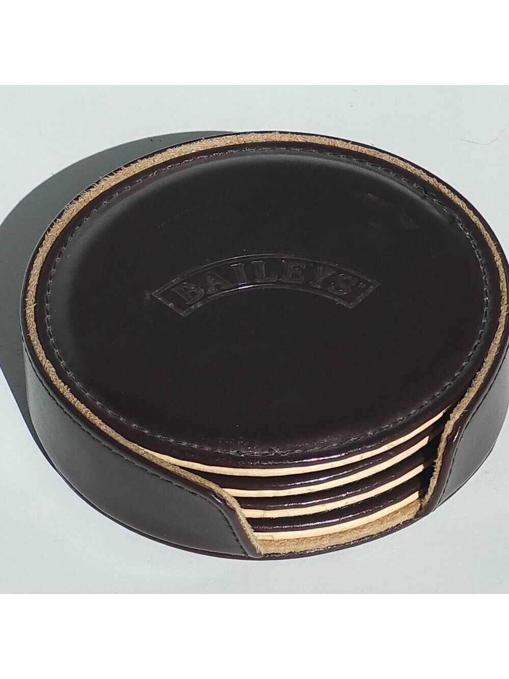 RETRO BAILEYS Irish Cream Coaster Set of 4 in Coaster Caddy Pleather and Cork